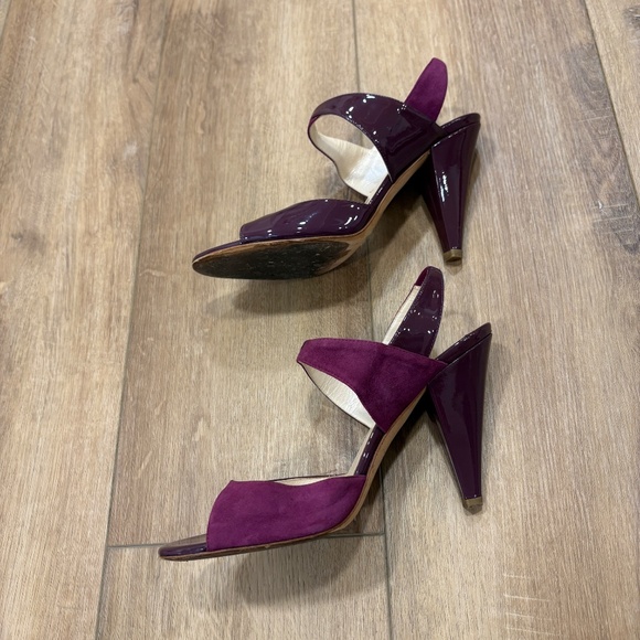 Y2K 🌟CHRISTIAN DIOR🌟 SUEDE PATENT LEATHER OPEN TOE SLING BACK HEEL PURPLE 38.5 - Picture 8 of 13